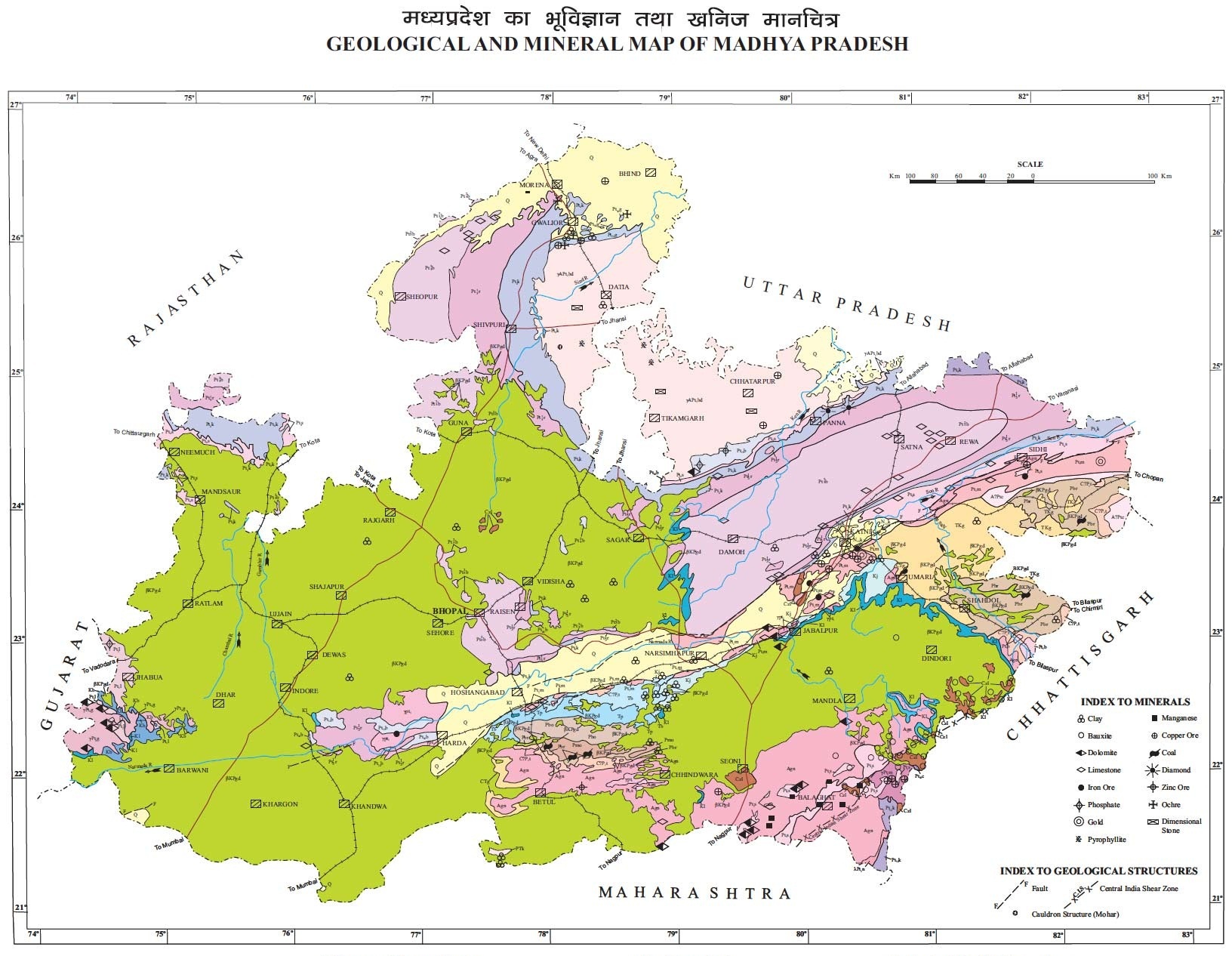 Geology and Mineral Map of Madhya Pradesh